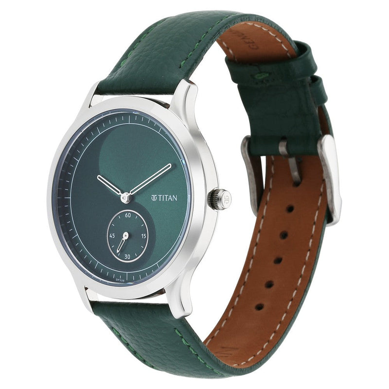 Titan Yin & Yang Green Dial Analog Leather Strap Watch for Men