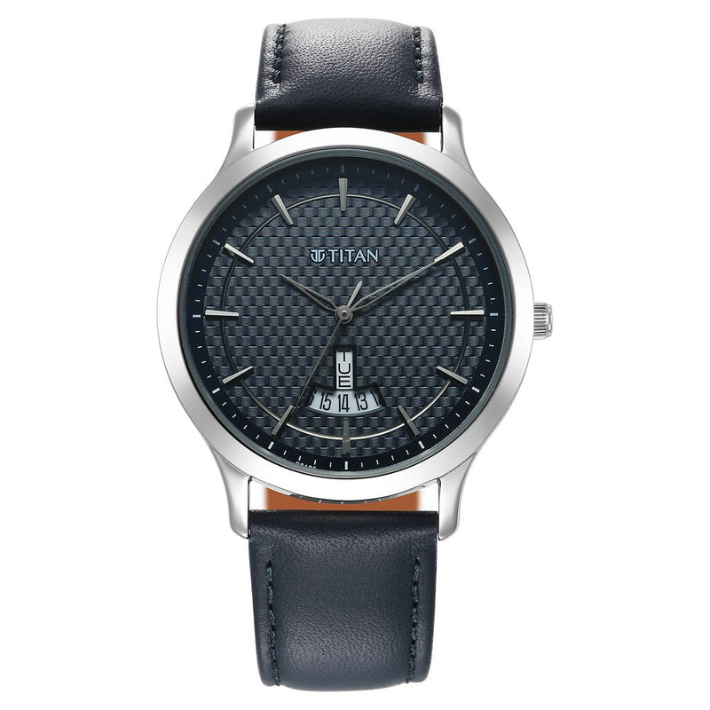 Titan Karishma Quartz Analog Blue Dial Leather Strap Watch for Men