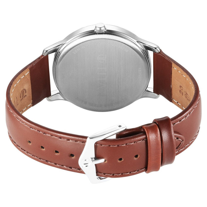 Titan Karishma Quartz Analog Silver Dial Leather Strap Watch for Men