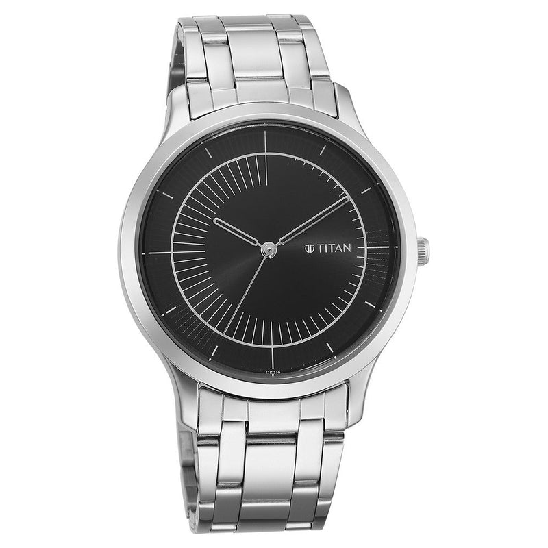 Titan Yin & Yang Black Dial Analog Stainless steel Strap Watch for Men