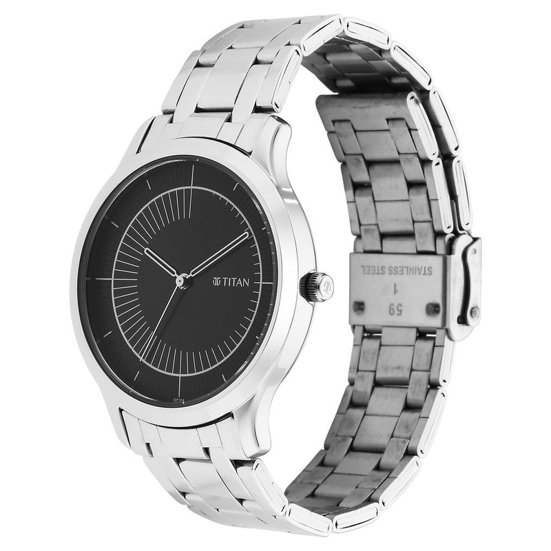 Titan Yin & Yang Black Dial Analog Stainless steel Strap Watch for Men