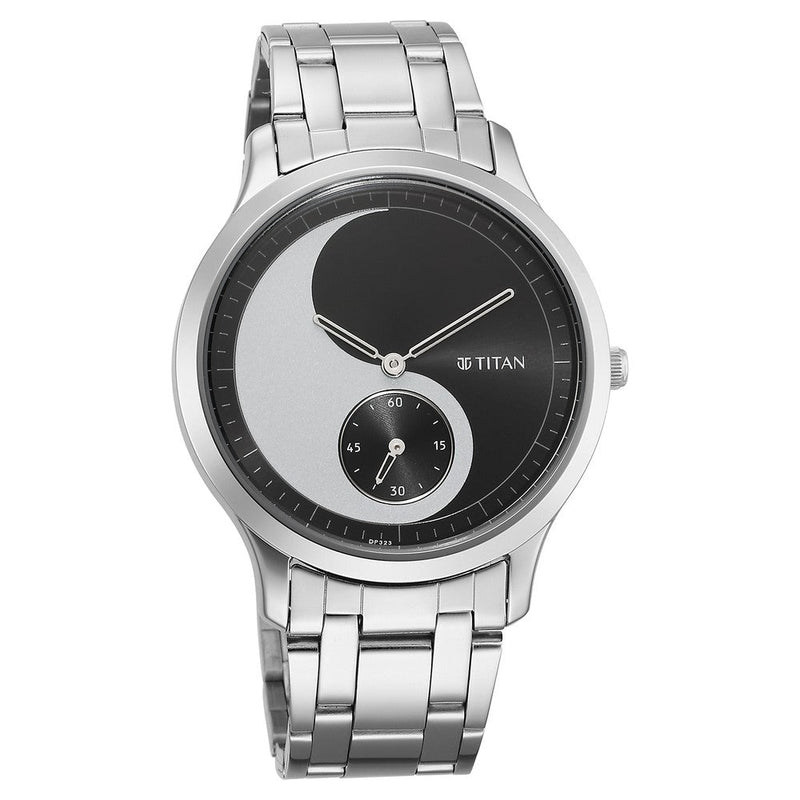 Titan Yin & Yang Black Dial Analog Stainless steel Strap Watch for Men