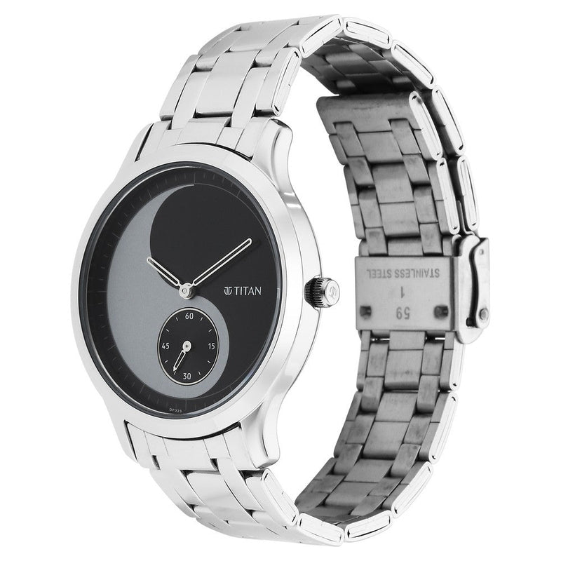 Titan Yin & Yang Black Dial Analog Stainless steel Strap Watch for Men