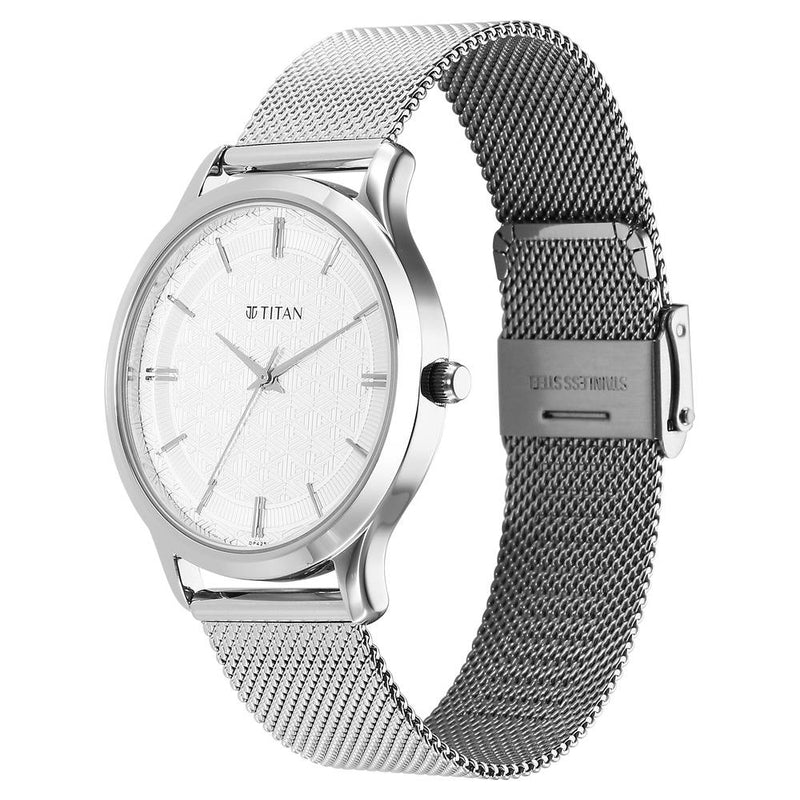 Titan Karishma Quartz Analog Silver Dial Stainless Steel Strap Watch for Men