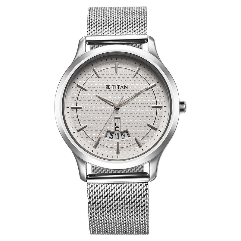 Titan Karishma Quartz Analog Silver Dial Stainless Steel Strap Watch for Men