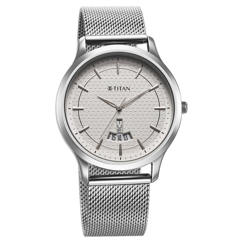 Titan Karishma Quartz Analog Silver Dial Stainless Steel Strap Watch for Men