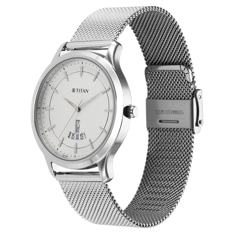 Titan Karishma Quartz Analog Silver Dial Stainless Steel Strap Watch for Men