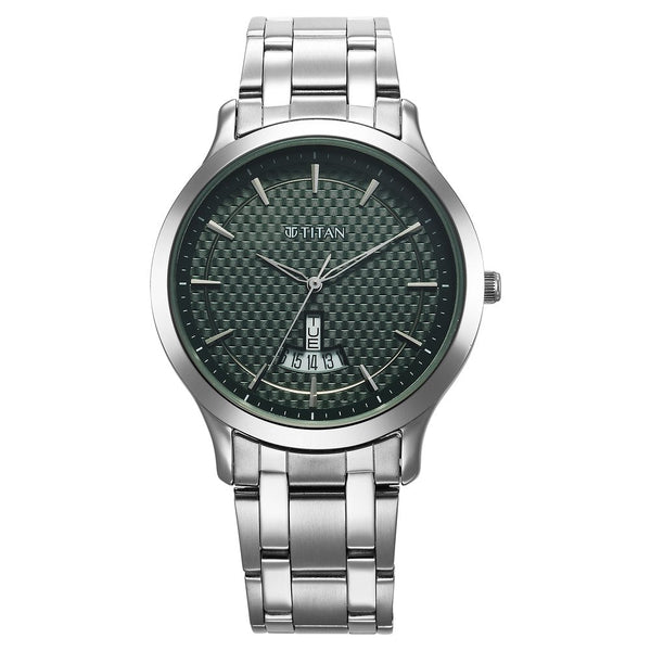 Titan Karishma Quartz Analog Green Dial Stainless Steel Strap Watch for Men