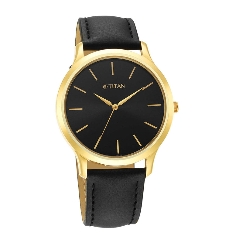 Titan Karishma Radiance Black Dial Analog Leather Strap watch for Men