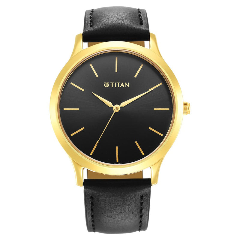 Titan Karishma Radiance Black Dial Analog Leather Strap watch for Men