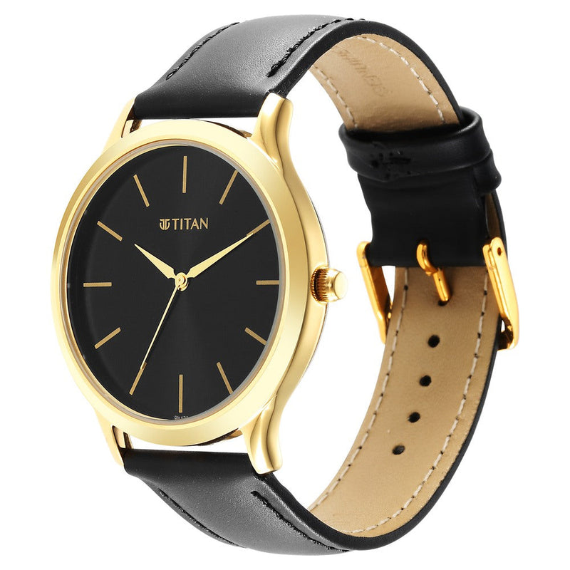 Titan Karishma Radiance Black Dial Analog Leather Strap watch for Men