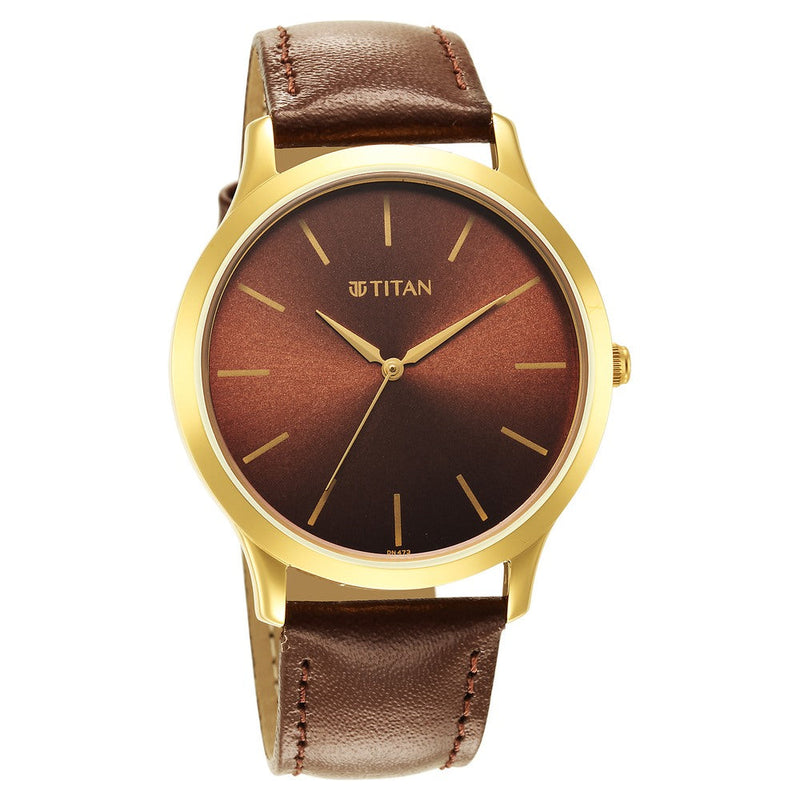 Titan Karishma Radiance Brown Dial Analog Leather Strap watch for Men