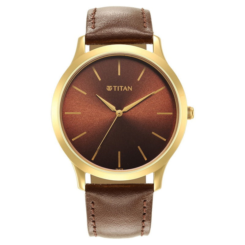 Titan Karishma Radiance Brown Dial Analog Leather Strap watch for Men