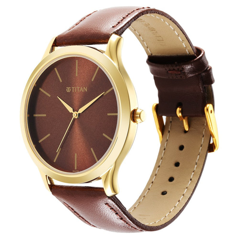 Titan Karishma Radiance Brown Dial Analog Leather Strap watch for Men