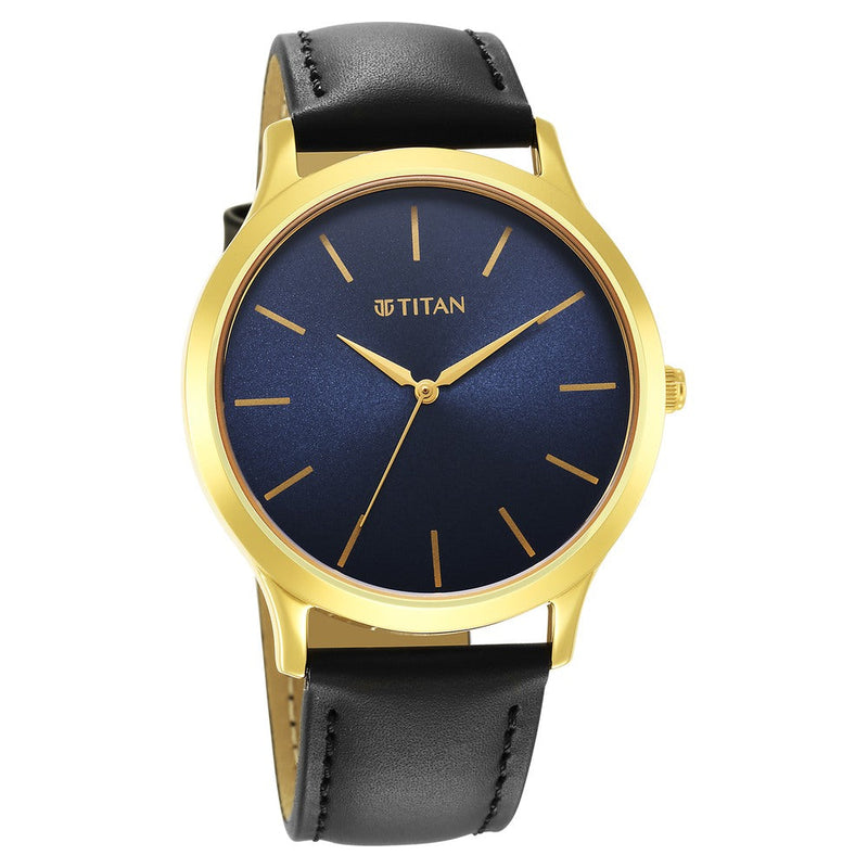 Titan Karishma Radiance Blue Dial Analog Leather Strap watch for Men