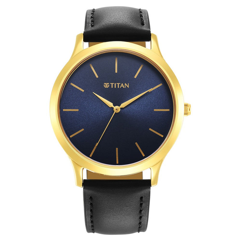 Titan Karishma Radiance Blue Dial Analog Leather Strap watch for Men