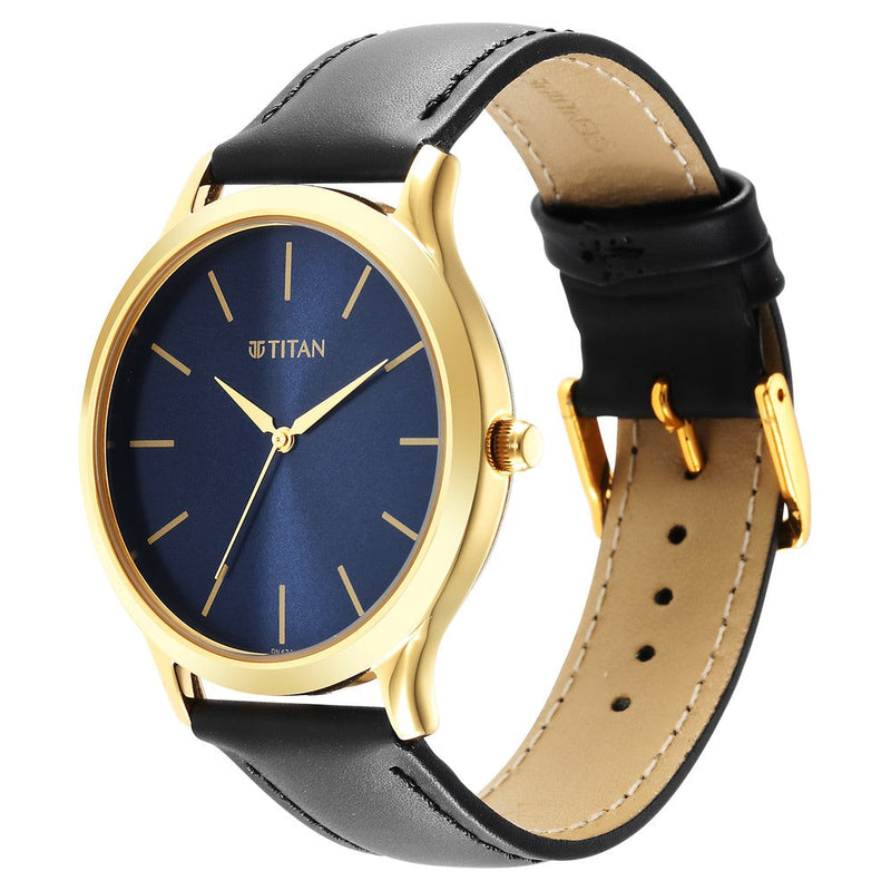 Titan Karishma Radiance Blue Dial Analog Leather Strap watch for Men