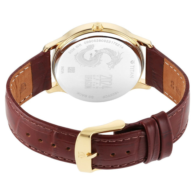 Titan Tet Light Champange Dial Analog Leather Strap Watch for Men