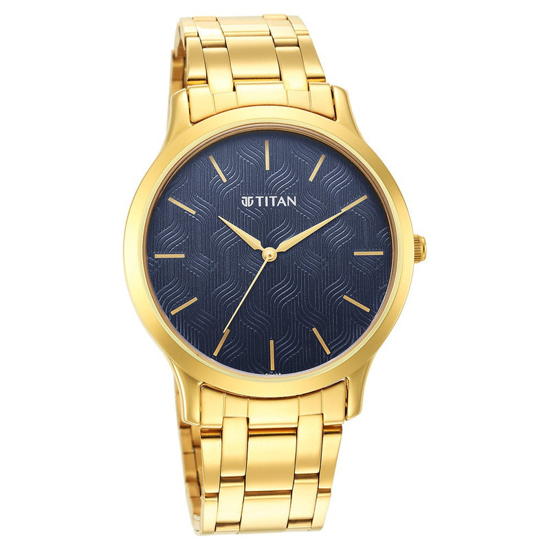 Titan Karishma Radiance Blue Dial Analog Stainless Steel Strap watch for Men