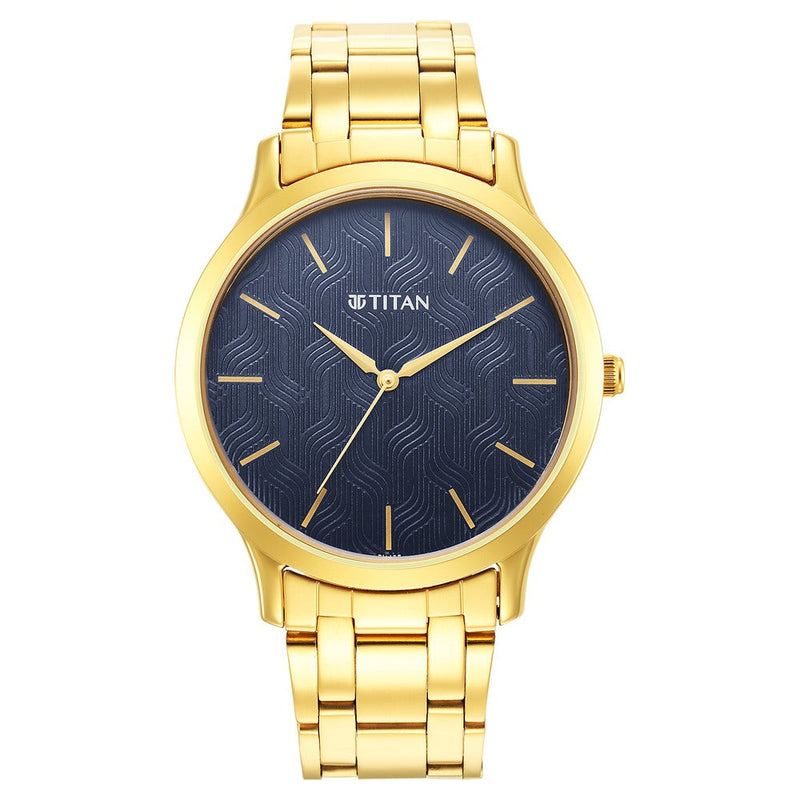 Titan Karishma Radiance Blue Dial Analog Stainless Steel Strap watch for Men