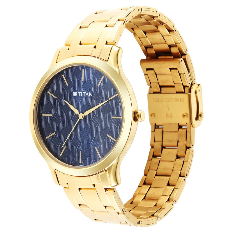 Titan Karishma Radiance Blue Dial Analog Stainless Steel Strap watch for Men