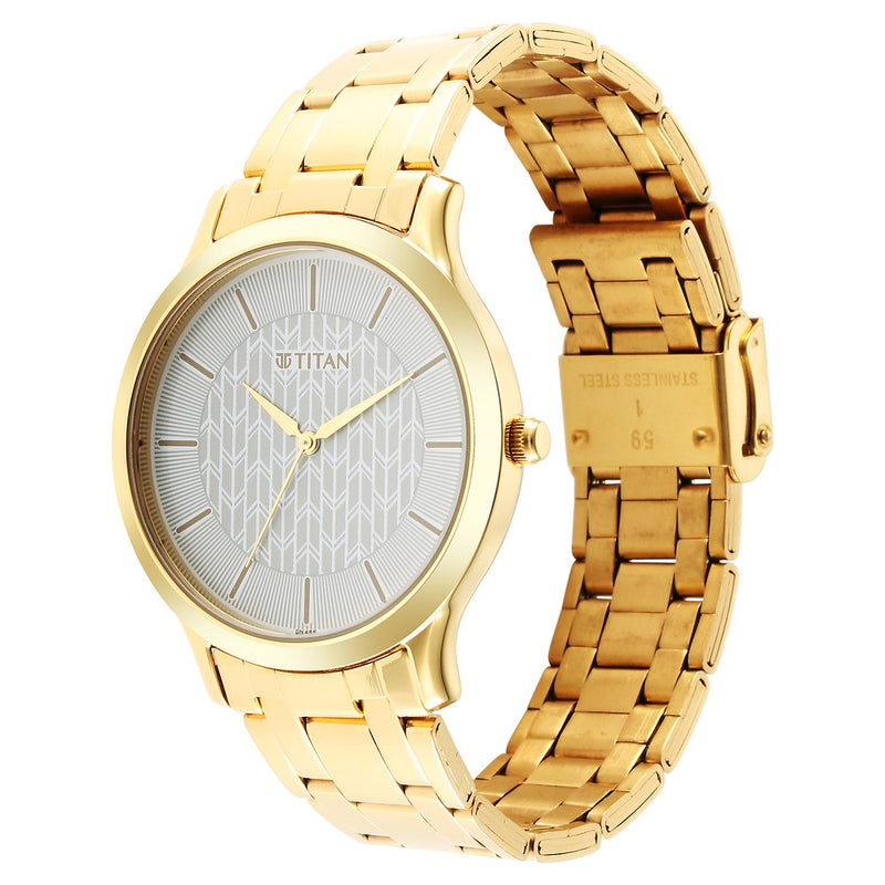 Titan Karishma Radiance White Dial Analog Stainless Steel Strap Watch for Men