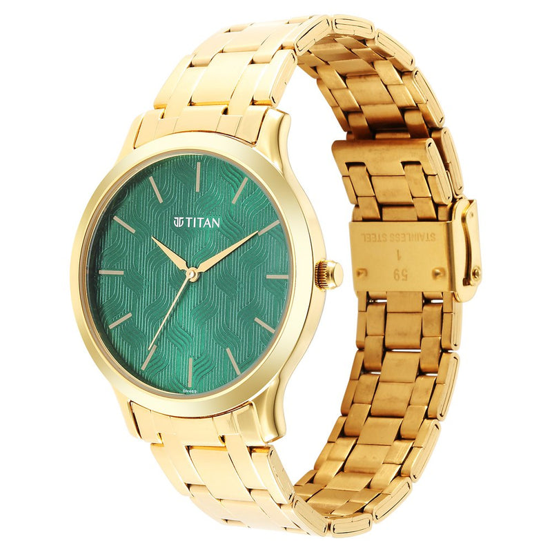 Titan Karishma Radiance Green Dial Analog Stainless Steel Strap watch for Men