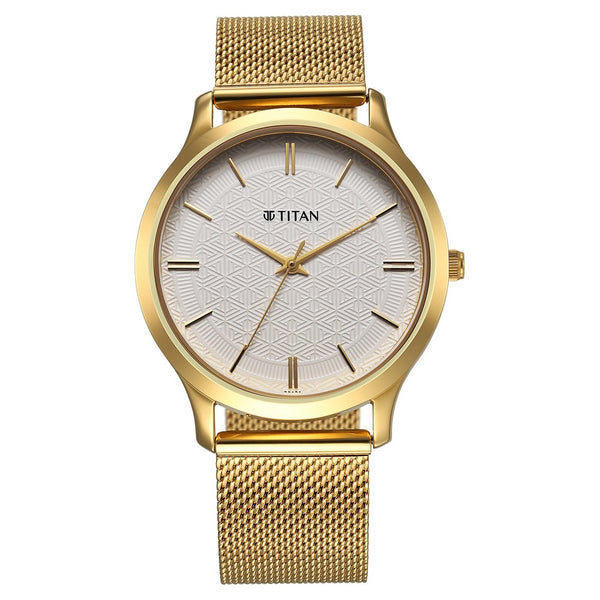 Titan Karishma Quartz Analog White Dial Stainless Steel Strap Watch for Men