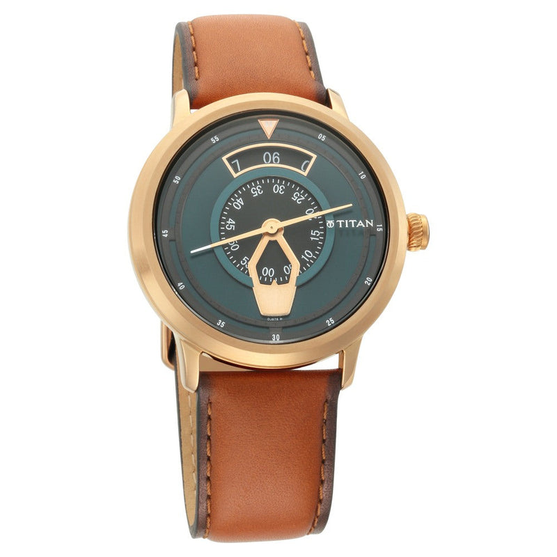 Titan Maritime Green Dial Analog Leather Strap watch for Men