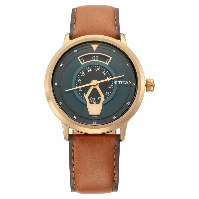 Titan Maritime Green Dial Analog Leather Strap watch for Men