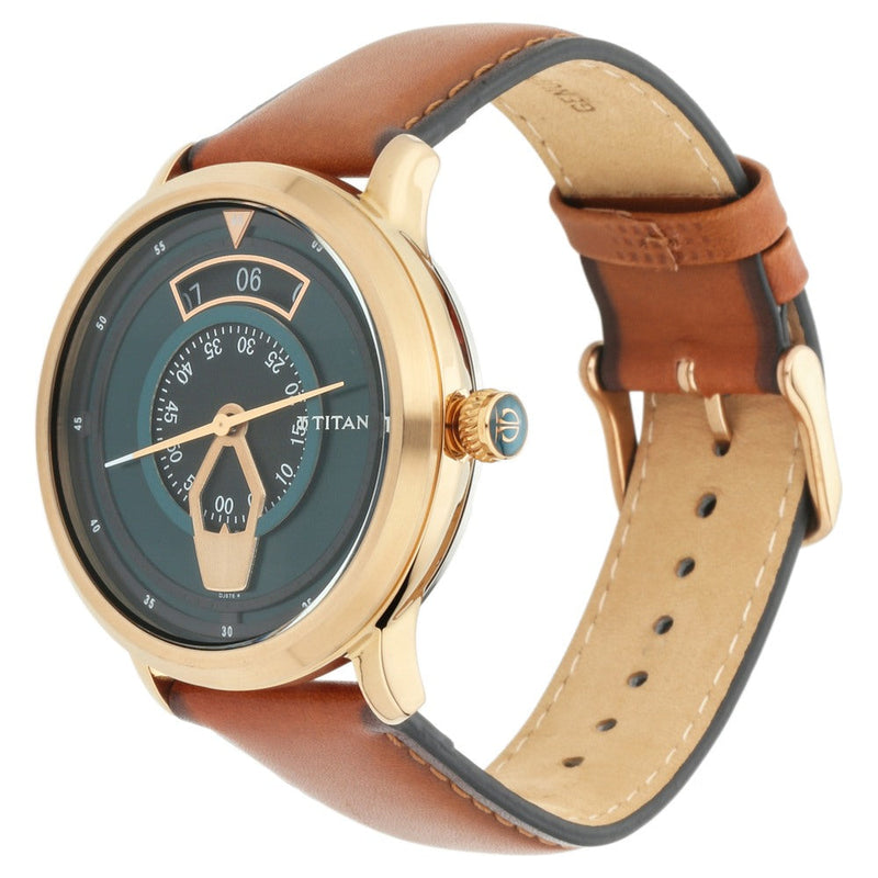 Titan Maritime Green Dial Analog Leather Strap watch for Men