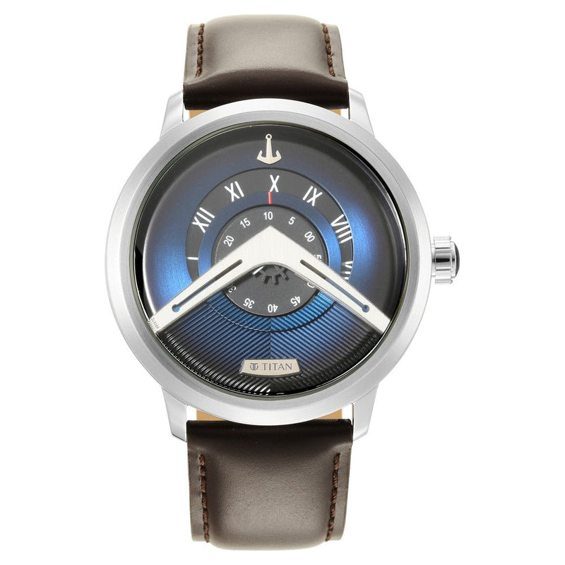 Titan Maritime Blue Dial Analog Leather Strap Watch for Men