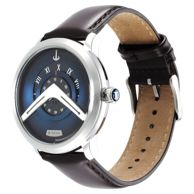 Titan Maritime Blue Dial Analog Leather Strap Watch for Men