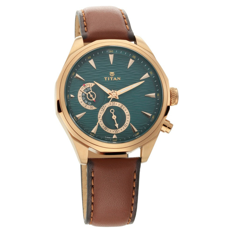 Titan Maritime Green Dial Multi Leather Strap watch for Men