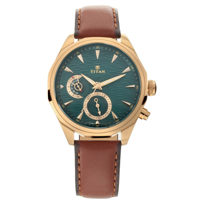 Titan Maritime Green Dial Multi Leather Strap watch for Men