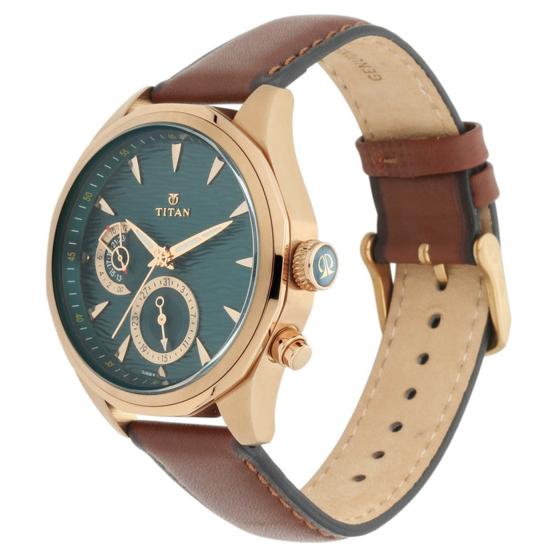 Titan Maritime Green Dial Multi Leather Strap watch for Men