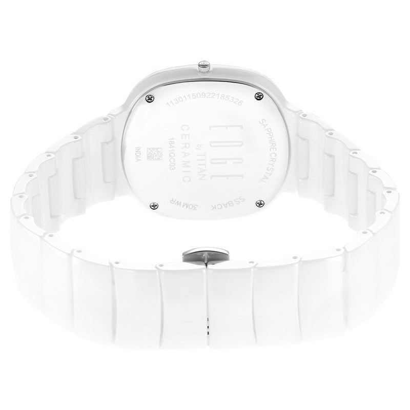 Titan Edge Squircle White Dial Analog Ceramic Strap Watch for Men