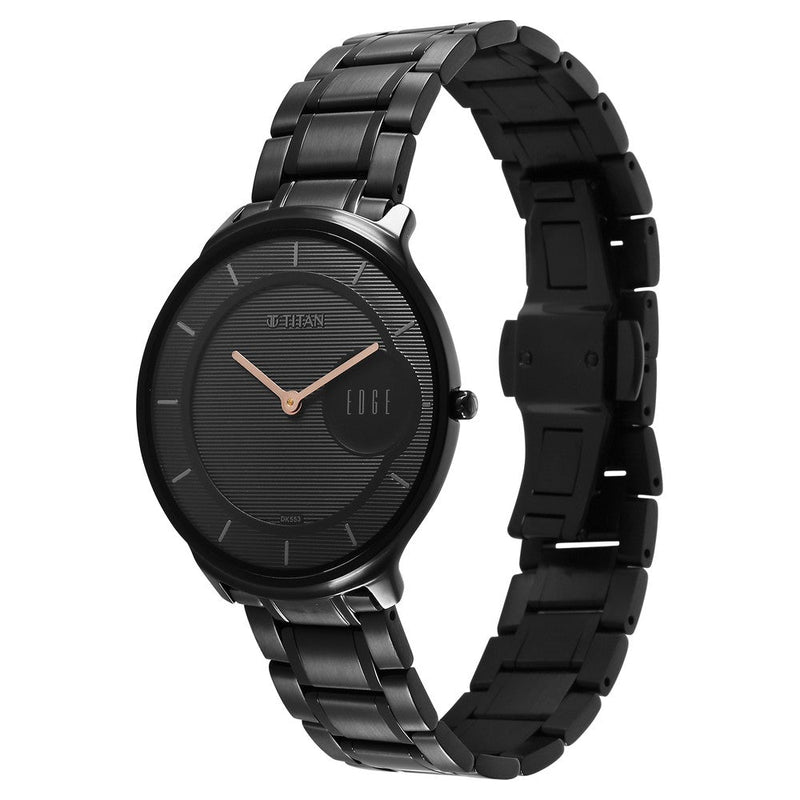 Titan Edge Metal Black Dial Analog Stainless Steel Strap watch for Men