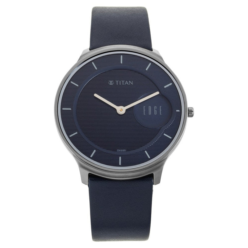 Titan Quartz Analog Blue Dial Leather Strap Watch for Men