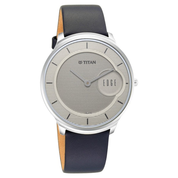 Titan Edge Baseline Grey Dial Analog Leather Strap watch for Men