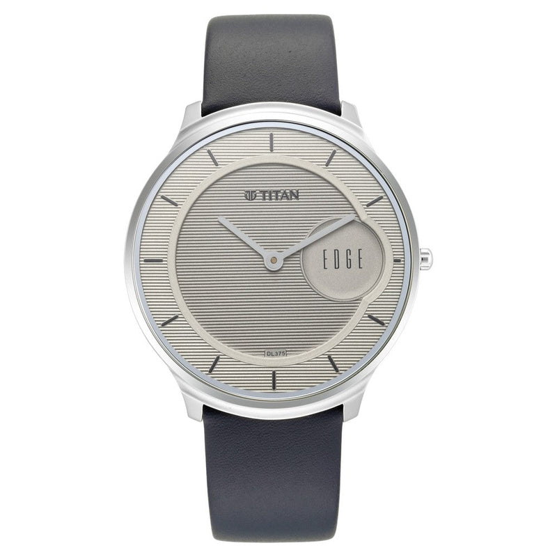 Titan Edge Baseline Grey Dial Analog Leather Strap watch for Men