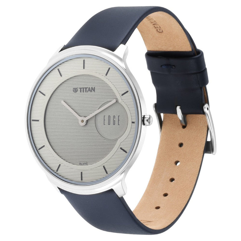 Titan Edge Baseline Grey Dial Analog Leather Strap watch for Men