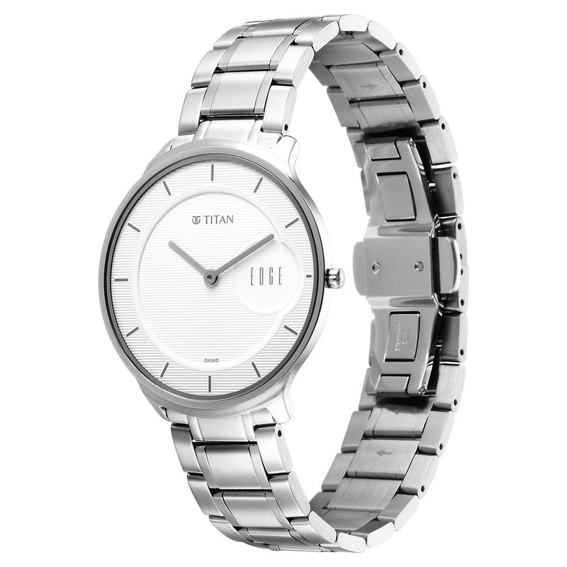 Edge Metal Silver Dial Stainless Steel Strap Watch for Men