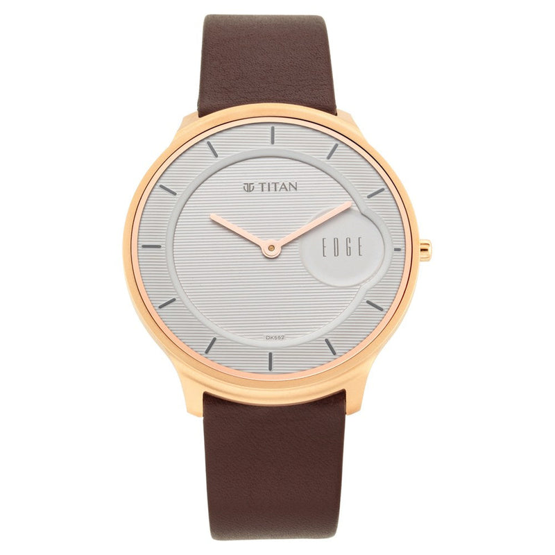 Titan Quartz Analog White Dial Leather Strap Watch for Men