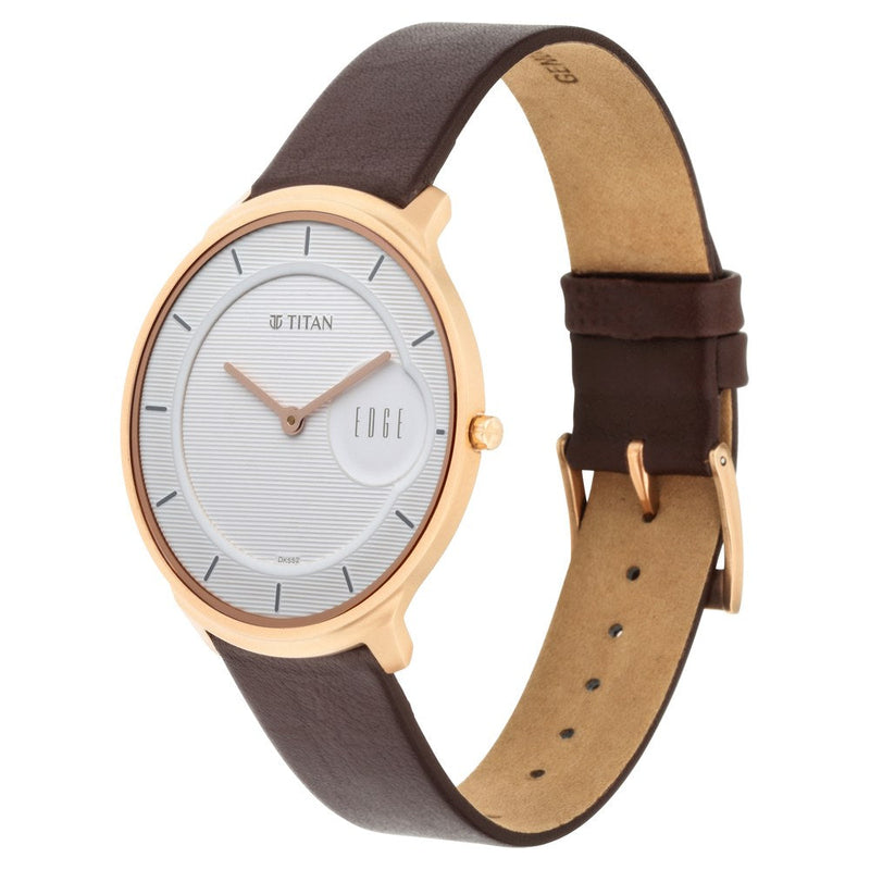 Titan Quartz Analog White Dial Leather Strap Watch for Men