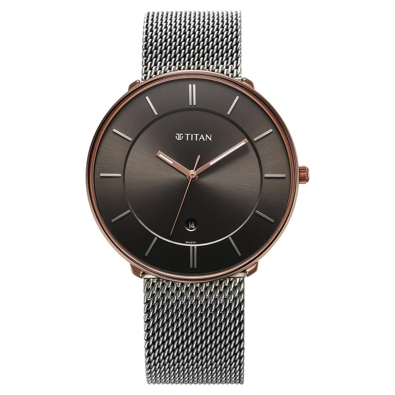 Titan Quartz Analog Anthracite Dial Stainless Steel Strap Watch for Men