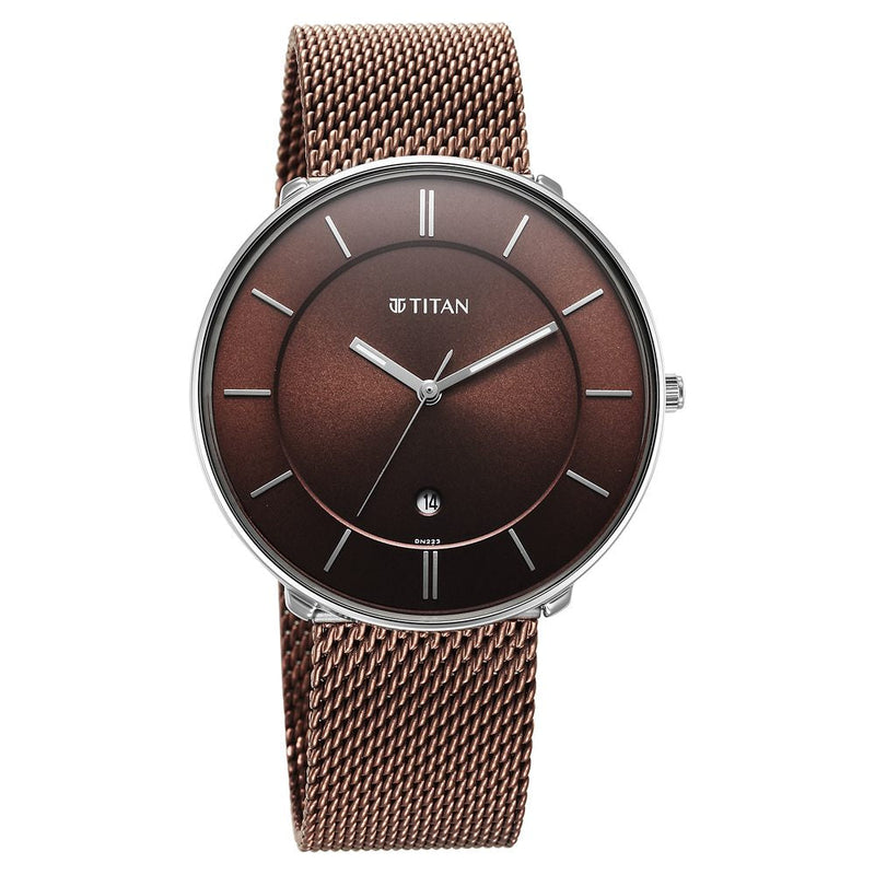 Titan Noir Brown Dial Analog Stainless Steel Strap watch for Men