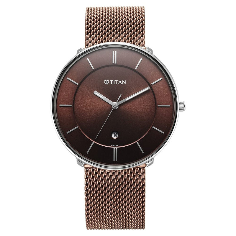 Titan Noir Brown Dial Analog Stainless Steel Strap watch for Men