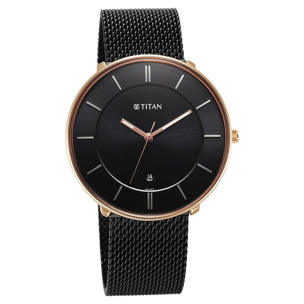 Titan Noir Black Dial Analog Stainless Steel Strap watch for Men