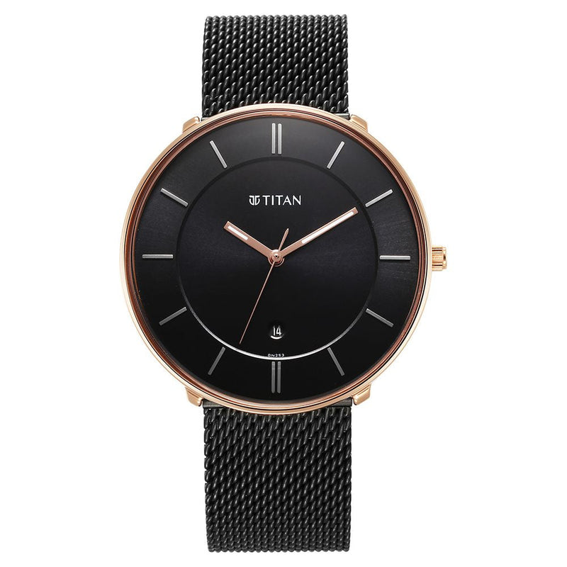 Titan Noir Black Dial Analog Stainless Steel Strap watch for Men